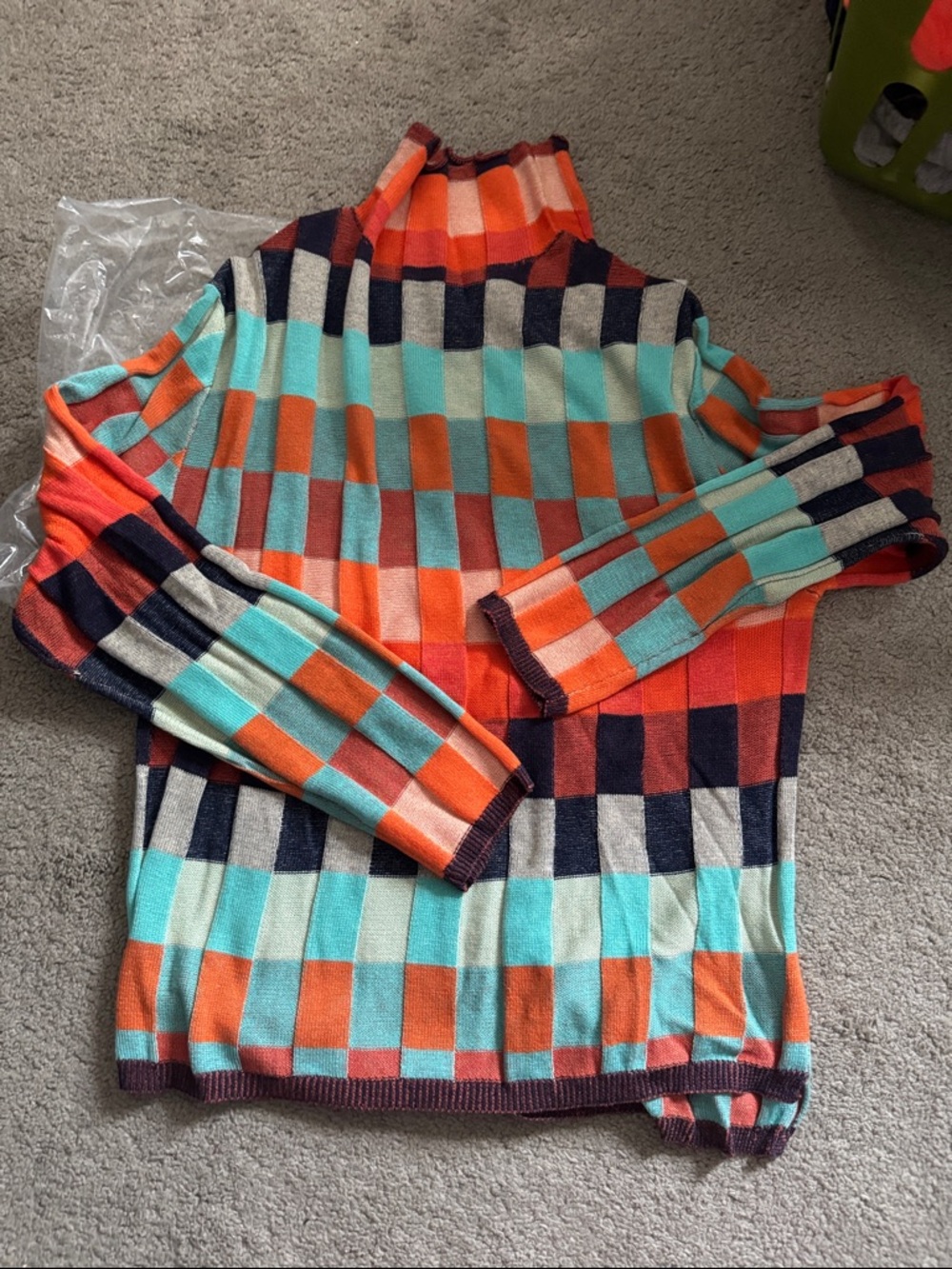 Checkered Cotton Acrylic Sweater